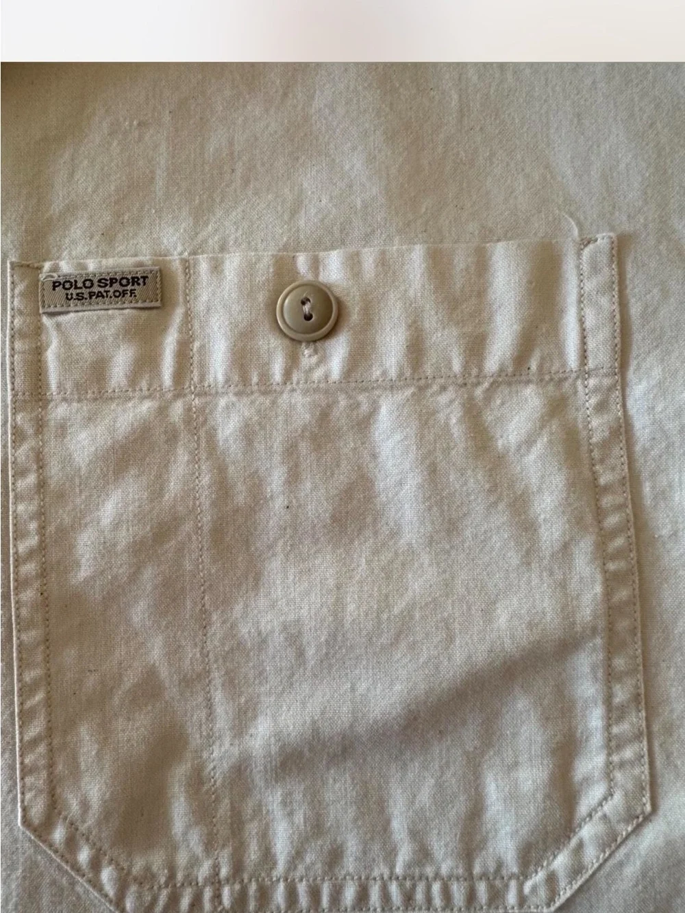 Polo Sport Sportsman Ralph Lauren Utility Safari Shirt Ivory Cotton Large